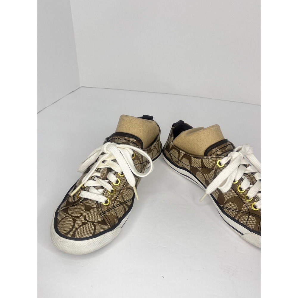 Coach Suzy Sneakers Women 6.5B Brown Signature C Canvas Monogram Low Top Shoes - Picture 11 of 16